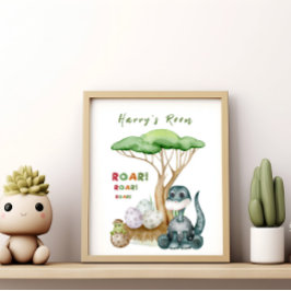 Liten dinosaurie baby barnkammare affisch | Baby p