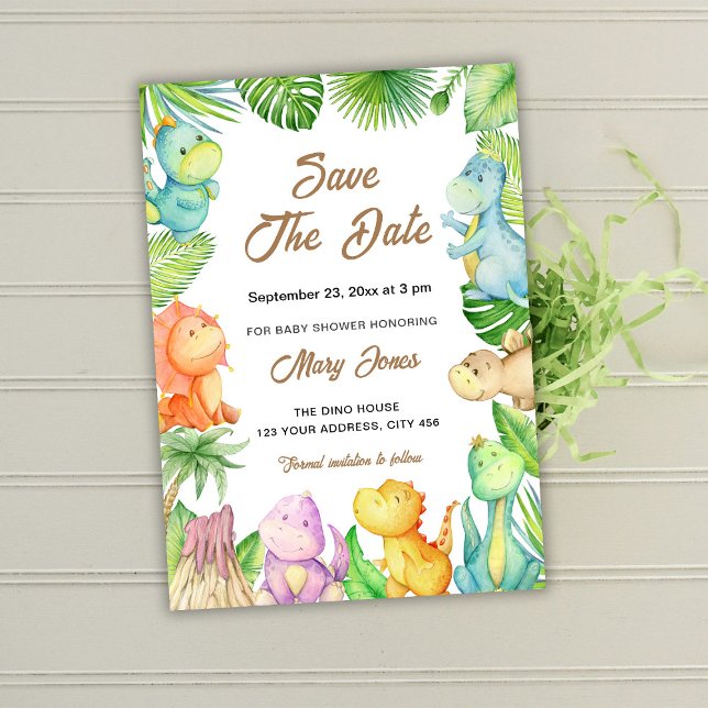 Liten dinosaurie baby shower Save The Date Inbjudningar (Skapare uppladdad)