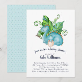 Liten Dinosaurie Bebis Babyshower Inbjudan