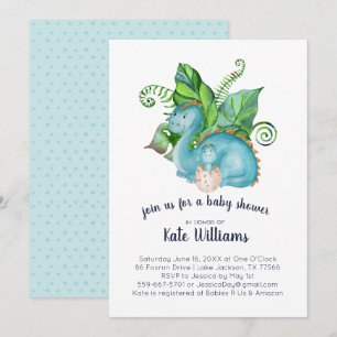 Liten Dinosaurie Bebis Babyshower Inbjudan