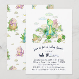Liten Dinosaurie Bebis Babyshower Inbjudan
