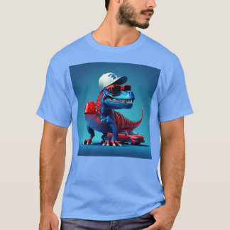 liten dinosaurie på en röd sportbil t shirt