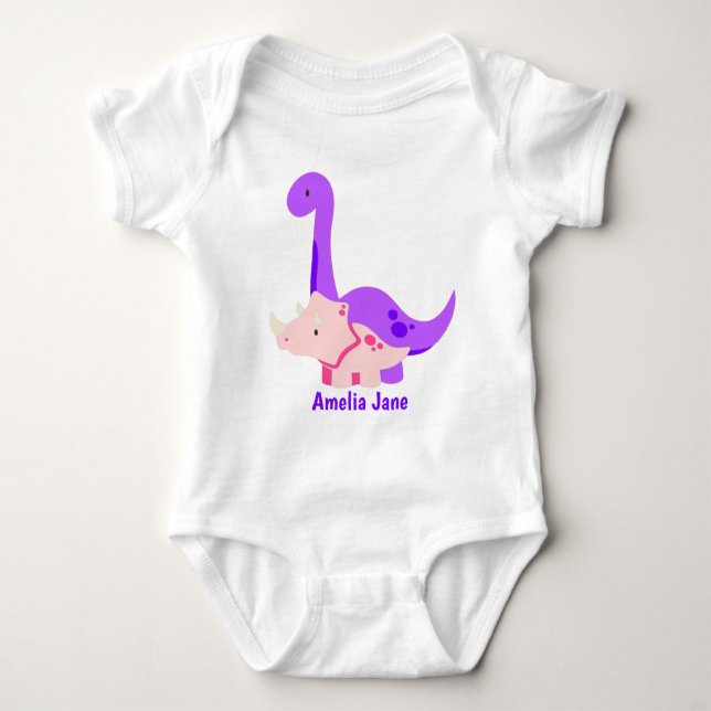 Liten dinosauriemädchen lila t shirt (Framsida)