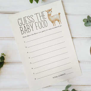 Liten djur Baby Shower Gissa bebismat spel Flygblad
