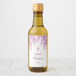 Liten dop med rosa wisteria vinetikett