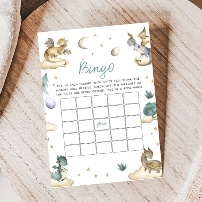Liten Drak Bebis Babyshower Bingo Spel (Dragon Baby Shower Game)