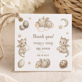 Liten Drak Magisk Baby Shower Tack Gåvor Etiketter