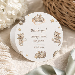 Liten Drak Magisk Baby Shower Tack Runt Klistermärke