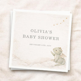 Liten Drak Nästan Här Baby Shower Fest Pappersservett