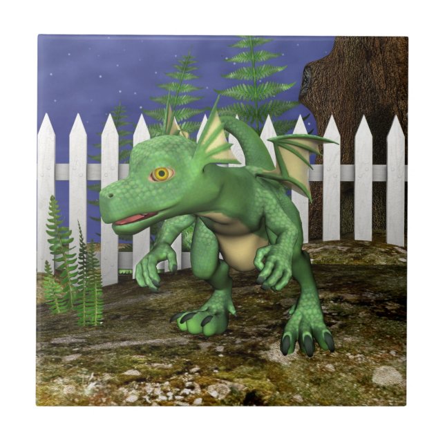 Liten drake kakelplatta (Framsidan)