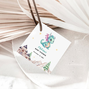 Liten Drakes Babyshower Gåvor Etiketter