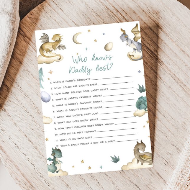 Liten Drakes Babyshower Vem Vet Spel (Dragon Baby Shower Game)