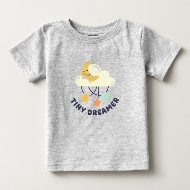 Liten drömmare söt sovande mån baby t-shirt (Framsida)