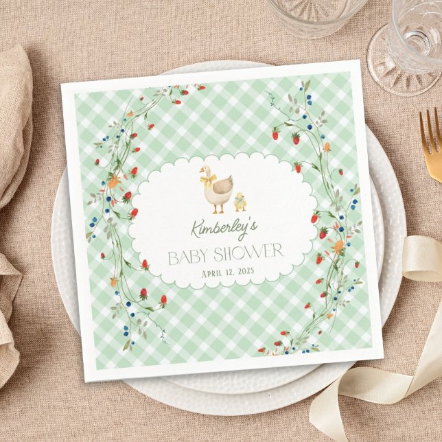 Liten dum gås Könsneutrala baby shower Pappersservett (Skapare uppladdad)