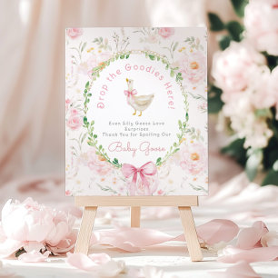 Liten dum gås Rosa presentbord Whimsical Poster
