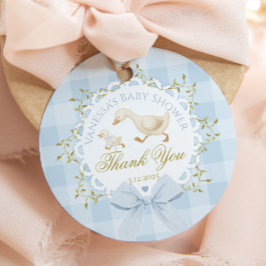 Liten dum liten gås Blå baby shower Tack Gåvor Etiketter