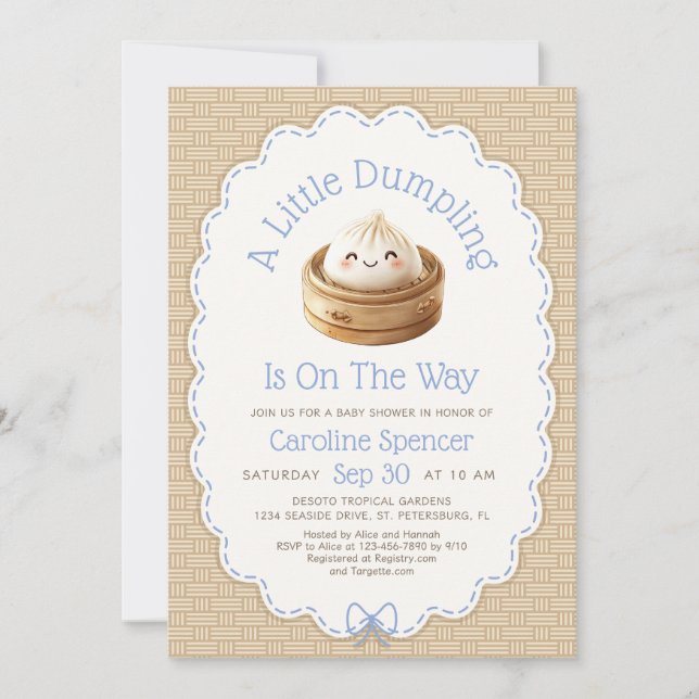 Liten Dumpling Baby Shower Inbjudningar (Framsida)