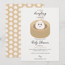 Liten Dumpling Heareares Gender Neutral Baby Showe Inbjudningar