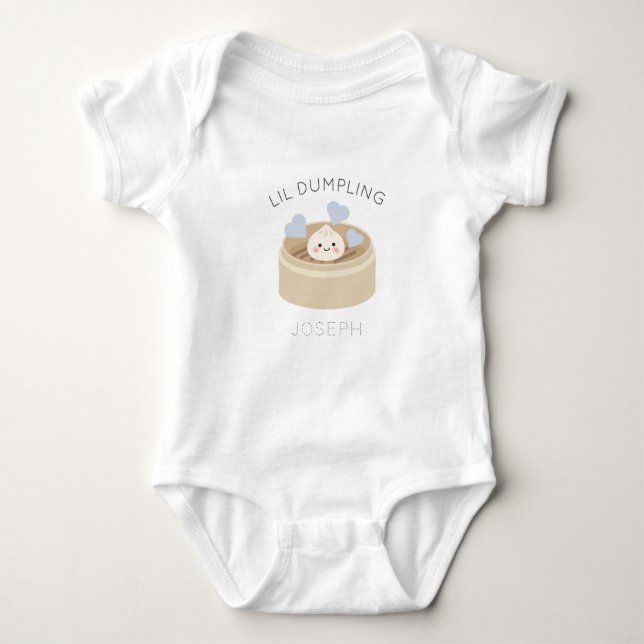 Liten dumpling i kinesisk ångkokare baby bodysuit t shirt (Framsida)