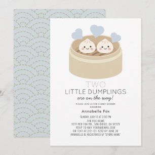 Liten Dumpling Pojke Tvillingar Baby Shower Inbjud Inbjudningar