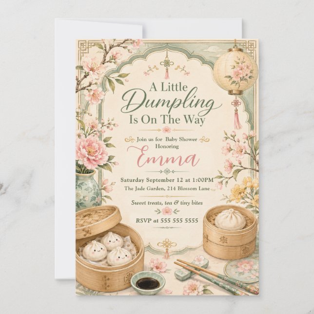 Liten Dumplings Baby Shower Inbjudningar (Framsida)