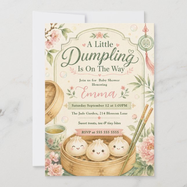 Liten Dumplings Babyfirande Inbjudningar (Framsida)