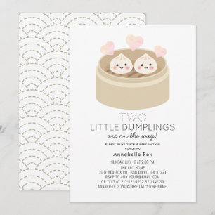 Liten Dumplings Tvillingar Baby Shower Inbjudan