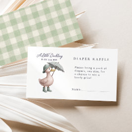 Liten dundrande Grönt Diaper Raffle Baby Shower Tilläggskort