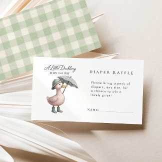 Liten dundrande Grönt Diaper Raffle Baby Shower Tilläggskort