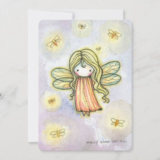 Liten Eldfluge Fairygirls Födelsedagsfest Inbjudan (Framsida)