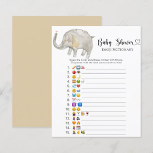Liten elefant baby shower emoji pictionary spel