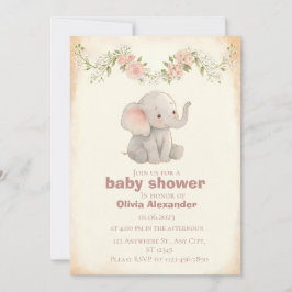 Liten elefant Baby Shower Inbjudan