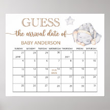 Liten elefant gissar terminsdatum kalender