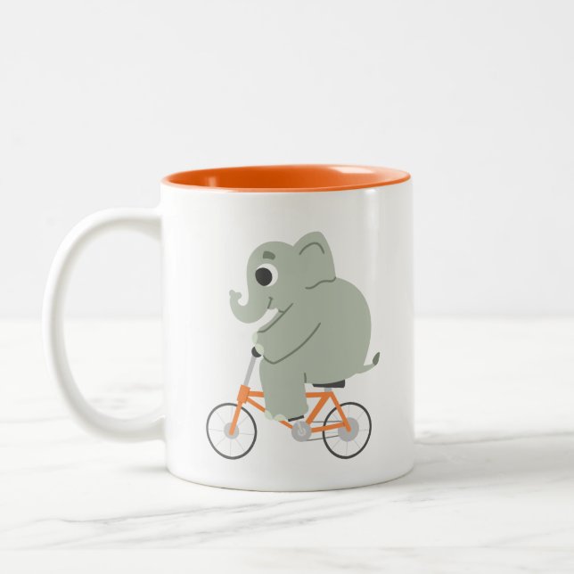 Liten elefant på en cykel Två-Tonad mugg (Vänster)