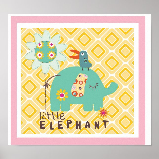 liten elefant väggdekor poster (Framsidan)