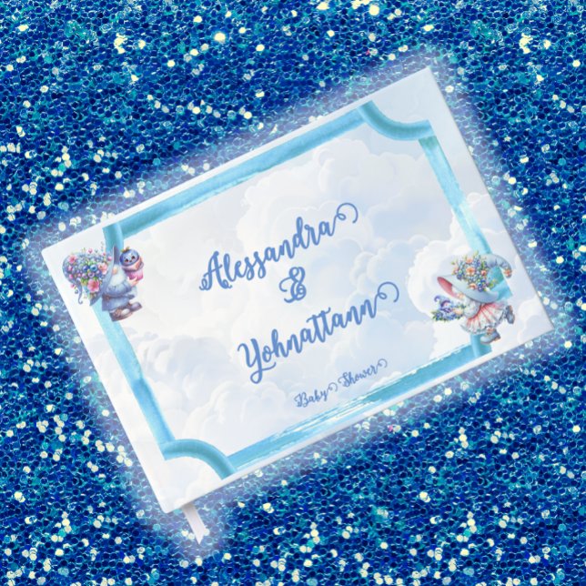 Liten Elegant Blueberry Gnome Baby Shower Gästböcker (Skapare uppladdad)
