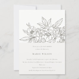 Liten Elegant Brun Blommigt, skiss babyskiss Inbjudningar