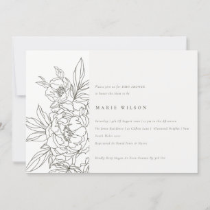 Liten Elegant Brun Blommigt, skiss babyskiss Inbjudningar