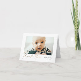 Liten Elegant Guld Skrift Baby Foto Tack Kort