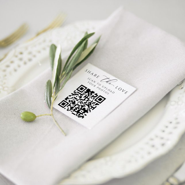 Liten Elegant  Kärlek-kort med QR-kod Tilläggskort (Elegant Wedding QR Code Card - Share the Love)