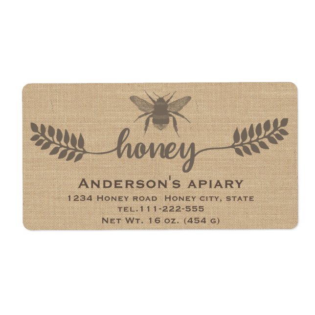 Liten elegant linne calligraphy honey gren fraktsedel (Framsidan)