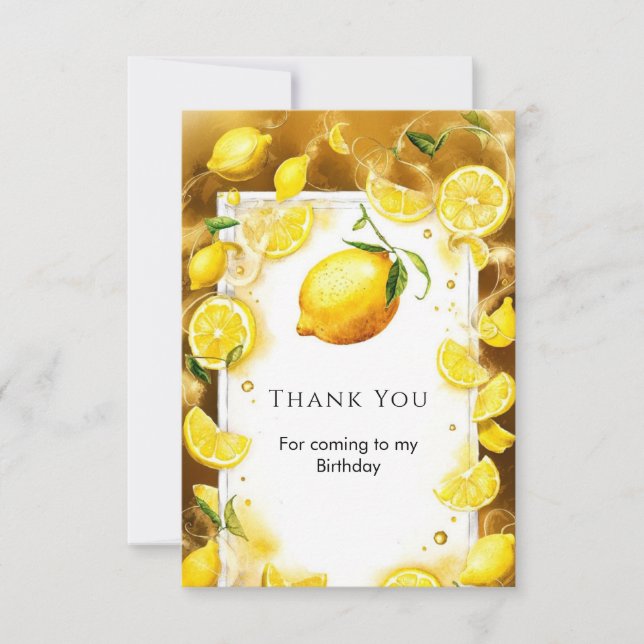 Liten Enkel Citron Födelsedag Tack Kort (Framsida)