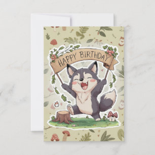 Liten enkel Varg Digital Birthday Kort