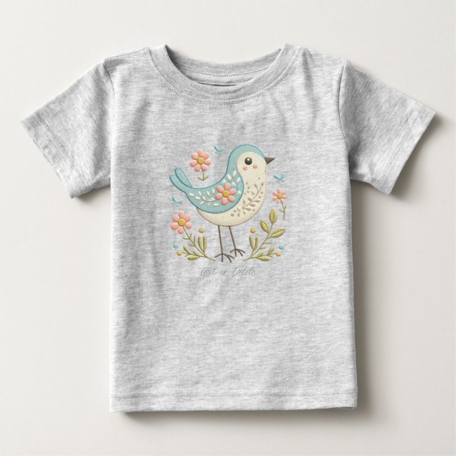 Liten fågel blomgrön baby t-shirt (Framsida)