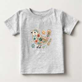 Liten Fågel Blommig Baby T-Shirt