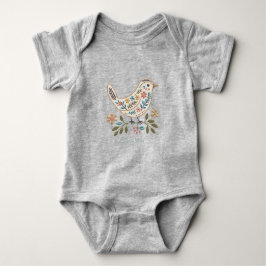 Liten Fågel Färgrik Blommig Baby Body T Shirt