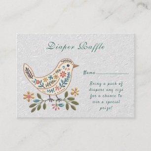 Liten Fågel Färgrik Blommig Baby Shower Tilläggskort
