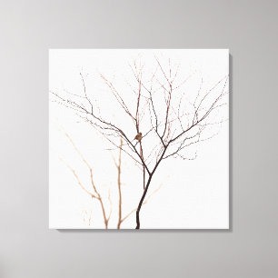 Liten fågel i Träd Grenar av minimalistisk natur Canvastryck