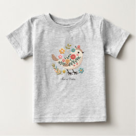 Liten Fågel Lämnar Blommor Rosa Baby T-Shirt