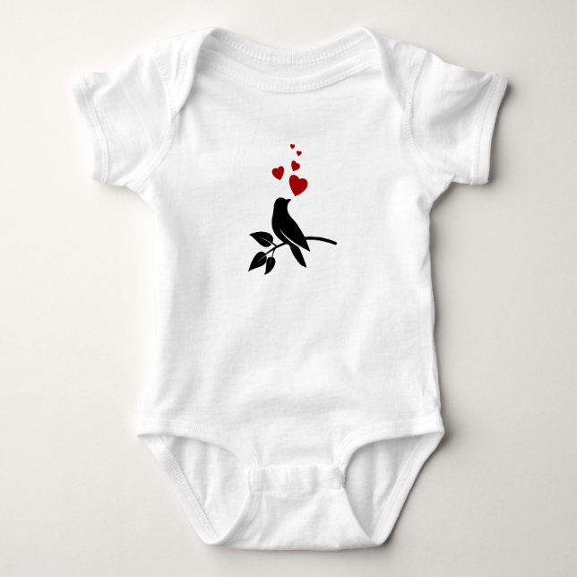 liten fågel med hjärtan t shirt (Framsida)